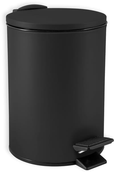 spirella Pedaalbak 3L - ADELAR - Adelar Pedaalbak 3L - Softclose Prullenbak met Uitneembare Binnenemmer - Mat Staal - 16,8 x H 25 cm - Zwart