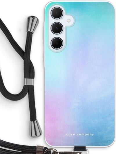 Case Company® - Hoesje met koord geschikt voor Samsung Galaxy A35 hoesje met Koord - Mist pastel - Telefoonhoesje met Zwart Koord - Bescherming aan alle Kanten en Over de Schermrand