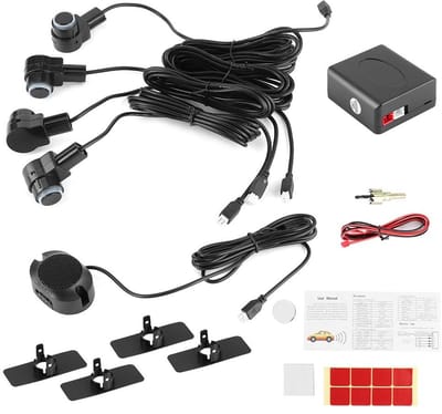 Dailygoods- Parkeersensor Draadloos - 4 Sensoren - 80dB Zoemer - Hoogwaardig ABS - Veiligheid voor Passagiers - Eenvoudige Installatie - Achteruitrijsensor