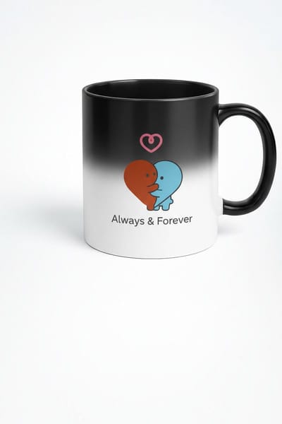 Magische Mok 'Always & Forever' - Warmtegevoelige Liefdesmok met Harten Koppel