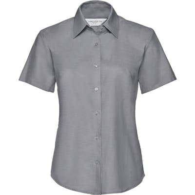 Russell Collectie Dames/Dames Korte Mouw Easy Care Oxford Shirt (Zilvergrijs)