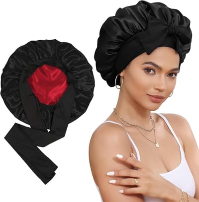Zijde Slaapmuts voor Lang Haar, Zijden Bonnet voor Nachtelijk Gebruik, Ideaal voor Haarbescherming en Comfort tijdens het Slapen