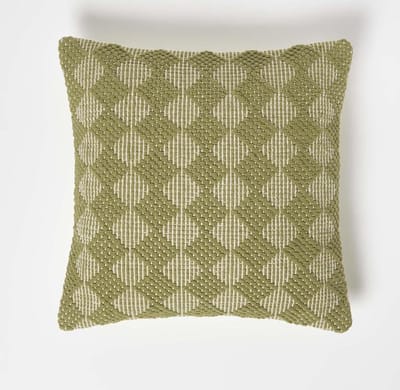 Homescapes sierkussen Lima met ruitpatroon - kussen groen 45 x 45 cm