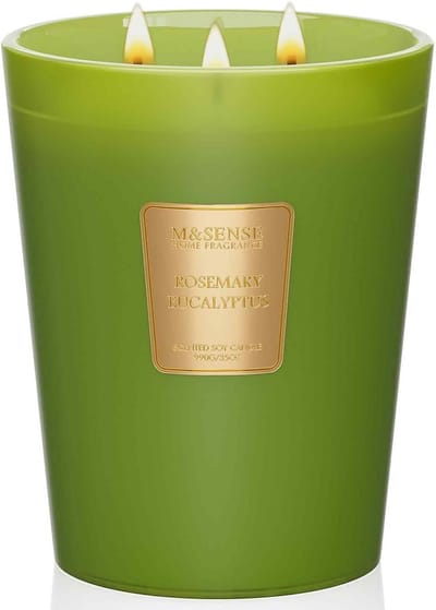 Extra Grote Soja Geurkaars Rozemarijn Eucalyptus 990g 150u Brandtijd 3-Lonts