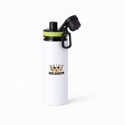 Hacebo® - his queen waterfles met draaidop groen - Koningin - iemand die zich voelt als een koningin - valentijnsdag - verjaardag - cadeautje voor vriendin - kado - geschenk - water fles - 850ML