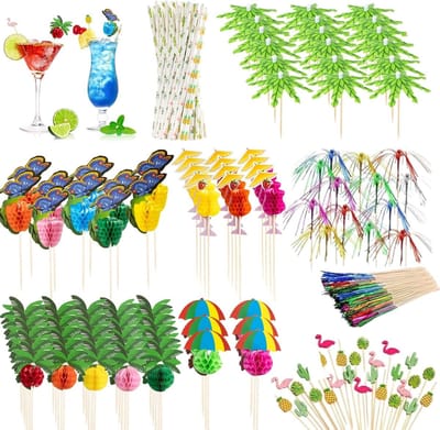 Set van 150 Herbruikbare Cocktaildecoraties voor Feestjes, Zomerborrels en Barbecues, Perfect voor Cocktailparty's