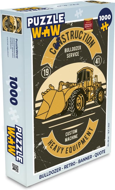 Puzzel Bulldozer - Retro - Banner - Quote - Legpuzzel - Puzzel 1000 stukjes volwassenen