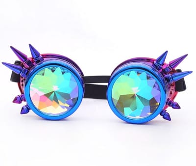LOUD AND CLEAR® - Caleidoscoop Bril - Spacebril - Space Bril - Steampunk Bril - Stekels - Blauw - Paars