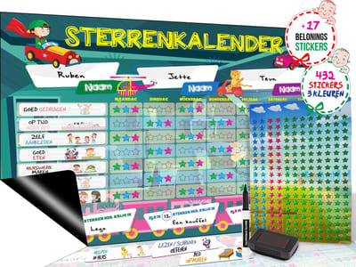 Brute Strength - Magnetisch Beloningssysteem (68) - A3 - Beloningskalender - Planborden - Weekplanner kind - Zindelijkheidstraining - Dagplanner