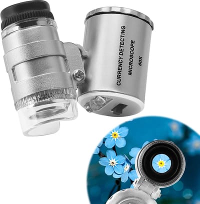 Vergrootglas voor juweliers met licht - 60x mini microscoop - LED leesloep - draagbare pocket microscoop voor edelstenen - juwelen - postzegels - munten - antiek