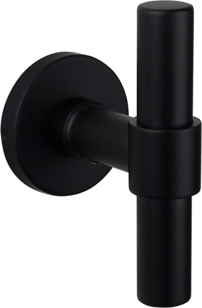 Lavuzo deurkruk Pesaro Zwart met rond rozet 10 cm | Per set | Zwart deurbeslag | Deurklink met rozet