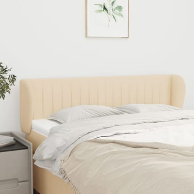 vidaXL - Hoofdbord - met - randen - 147x23x78/88 - cm - stof - crèmekleurig
