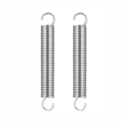 2 Stuks Rvs Spiraalveren met Haken, Dubbele Haak Spanningveren, Drukveren voor Diverse Toepassingen, 0.05" x 0.97