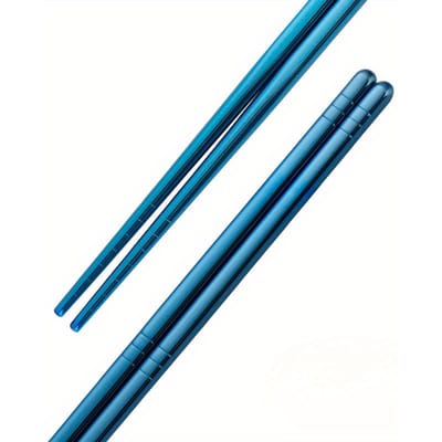 Herbruikbare Sushi Eetstokjes Set 304 Roestvrij Staal Antislip Voedsel Chinese Metalen Eetstokjes Vaatwasserbestendig blauw
