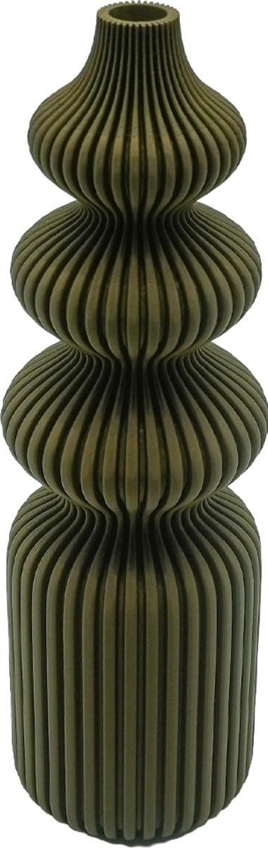 Solin 3D vaas - Donker Groen - 20CM - Gestreept - 3D geprinte vaas - Geschikt voor kunst en droogbloemen