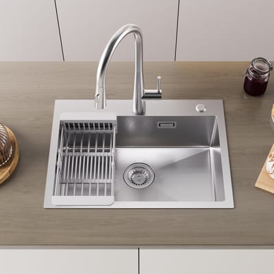 CECIPA max Spoelbak 60x45CM - Spoelbak Keuken RVS - Handgemaakte Roestvrijstalen Gootsteen - Spoelbak Met Afdruipgedeelte - Met Afdruiprek