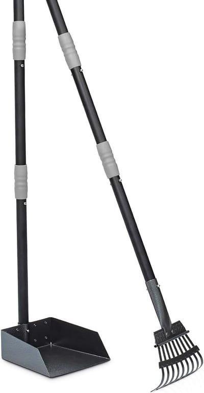 Poep Schep Set - Hondenafval Opruimer - Tuin Reinigen - Lange Metalen Steel - 96cm Handvat