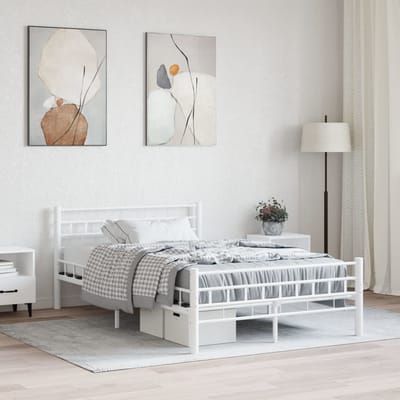 vidaXL - Bedframe - metaal - wit - 140x200 - cm