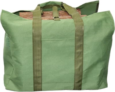 Brandhouttas Canvas - Hout Opslag - Haardhout Transport - Waterdicht Gewaxt Materiaal - 49x22x41 cm - Leger Groen