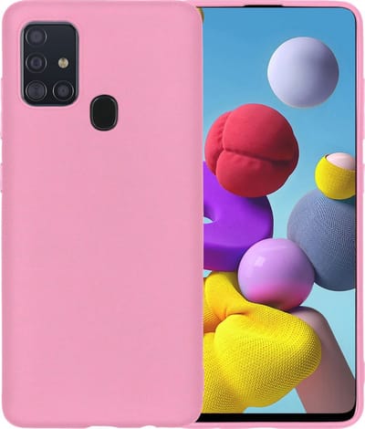 Hoesje - Geschikt voor Samsung Galaxy A21s - Sterk & Shockproof - Hoes Cover - Siliconen Case - Telefoonhoesjes - Lichtroze