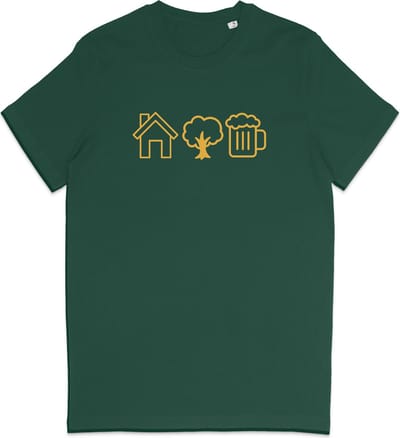 T Shirt Heren en Dames - Huisje Boompje Biertje - Groen - XS