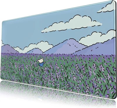 Grote XL Bureau- en Muismat met Schattige Beerprint - Blauw & Lavendel - 80x40 cm