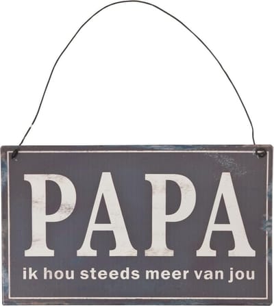 Clayre & Eef Tekstbord 17x10 cm Zwart Metaal Rechthoek Papa Wandbord
