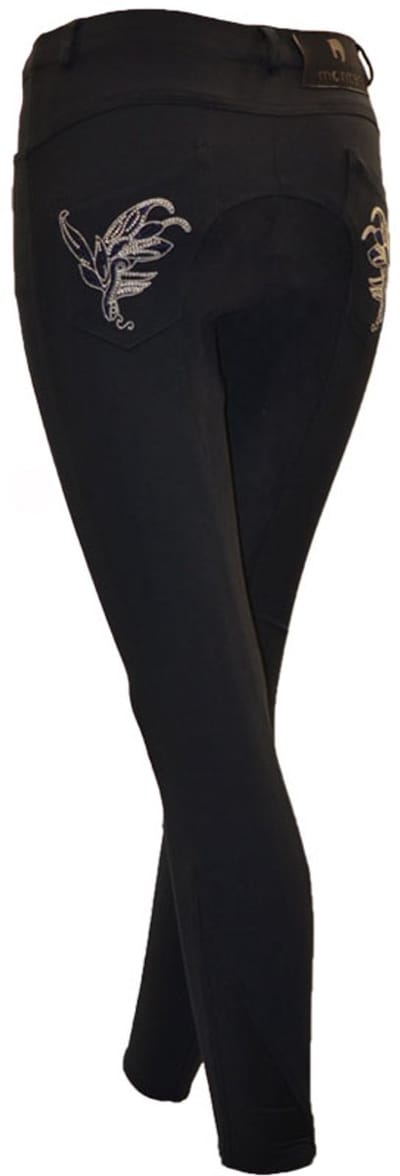 Montar Rijbroek Borduursel Full Kids Zwart/Blauw - 140