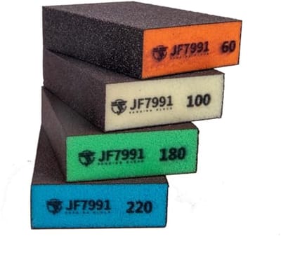 4 x Schuursponzen met verschillende korrels voor hout en metaal (60-100-180-220)