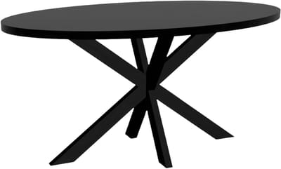 Ovale Eettafel - Eettafel Zwart - Gezellig Tafelen - Onderhoudsvriendelijk Blad - 160cm Lengte - Zwart
