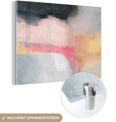 MuchoWow® Glasschilderij 120x90 cm - Schilderij acrylglas - Verf - Abstract - Design - Foto op glas - Schilderijen