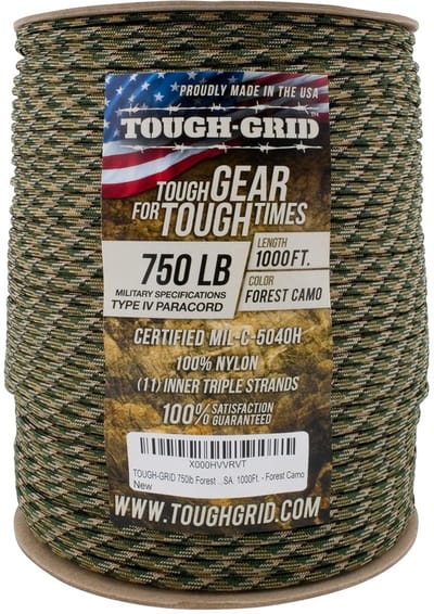 TOUGH-GRID 750 Paracord Type IV 305 meter Forest Camo