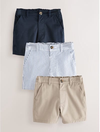 Next - Jongens - Verpakking van 3 chinoshorts - Blauw