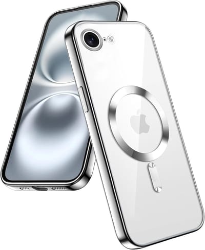 Telefoonhoesje Geschikt voor iPhone 16e / 17e– Siliconen Hoes met Chroom – Compatibel met MagSafe – Geïntegreerde Camerabescherming – Zilver – FuturiQ