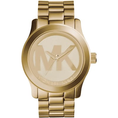 Michael Kors Runway XL MK5473 Dames Gouden Roestvrijstalen Horloge 45mm YA126542