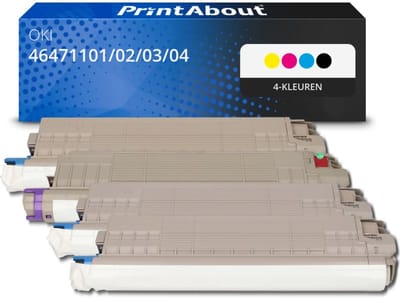 PrintAbout huismerk Toner 46471101/02/03/04 4-kleuren Multipack Geschikt voor OKI