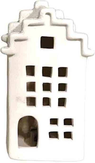 Kerst trapgevel huisje maat S - 13.5x8x6.5 cm