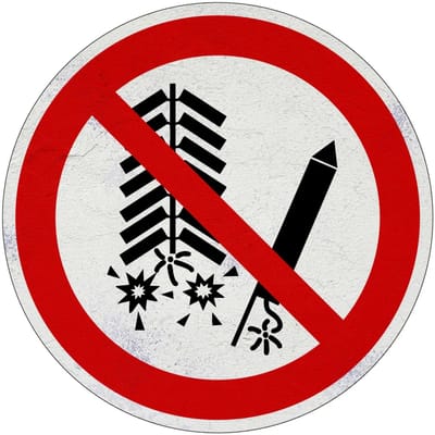 Vuurwerk verboden verbodsbord - P040 | Sign Again materiaal | 10 cm