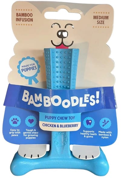 Bamboodles! - Dental Chew T-Bone - kauwspeelgoed - puppy - blauwe bessen en kip - maat S