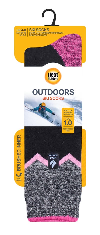 Heat Holders - Lichtgewicht thermo skisokken voor heren - Zwart Zig Zag