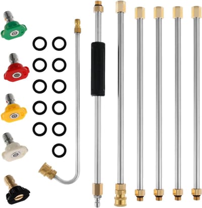 Hogedruk Reiniger Accessoires - Reinigingsset Uitbreiding - Vuil Verwijderen - 4000 PSI Maximale Druk - 22 Delig - Zilver