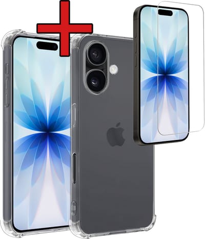 Hoesje - Met Screenprotector - Geschikt voor Apple iPhone 17 - Sterk & Shockproof - Back Cover - Siliconen Case - Telefoon Hoes - Shock Proof - Telefoonhoes - Transparant
