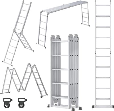 Multifunctionele Ladder - Vouwladder Steiger - Veilig Werken - Aluminium Constructie - 550 cm - Zilver