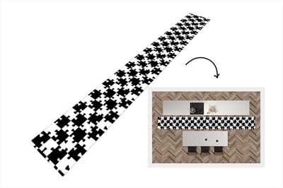 Keukenloper - Keukenmat - Puzzel - Schaken - Patronen - 400x50 cm - Keuken vloerkleed