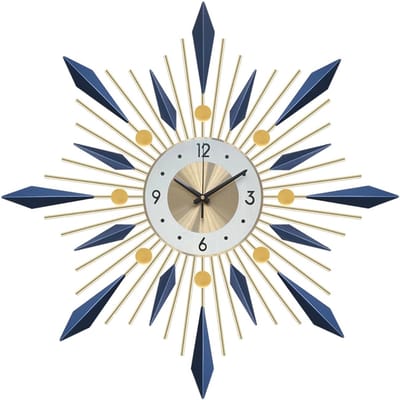Klok - Wandklok Modern - Klokken - Industrieel - Wit en Blauw