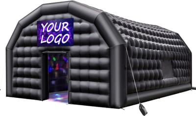 Opblaasbare feesttent - Kubustent Paviljoen - Afmeting 8x6x4 m - Inclusief 1100 W Blower - Met Zandzakken - Twee Ramen - Voor Evenementen En Bruiloften - Zwart