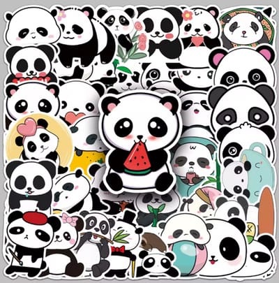Panda stickers - 50 stuks - deco stickers- laptop stickers - knutselen - bullet journal stickers