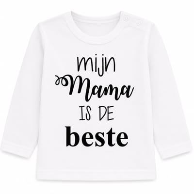 Baby shirtje jongen of meisje tekst mijn mama is de beste | lange mouw T-Shirt | wit zwart| maat  68 |  leukste kleding babykleding cadeau verjaardag eerste moederdag