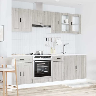 vidaXL - 8-delige - Keukenkastenset - Kalmar - bewerkt - hout - grijs - sonoma - eiken