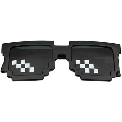 Nouveaux Lunettes de Soleil Mosaïque Drôles pour Hommes Femmes Pixel Noir Rétro Gamer Robot Lunettes Cool Fête Lunettes Vintage black